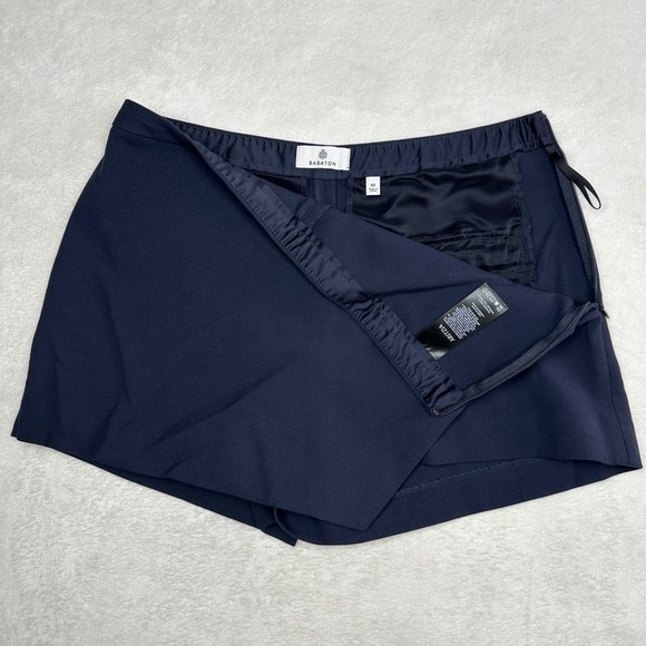 Babaton Aritzia Navy Blue Wrap Front Skort Mini Skirt Shorts Size 10 - Picture 3 of 9